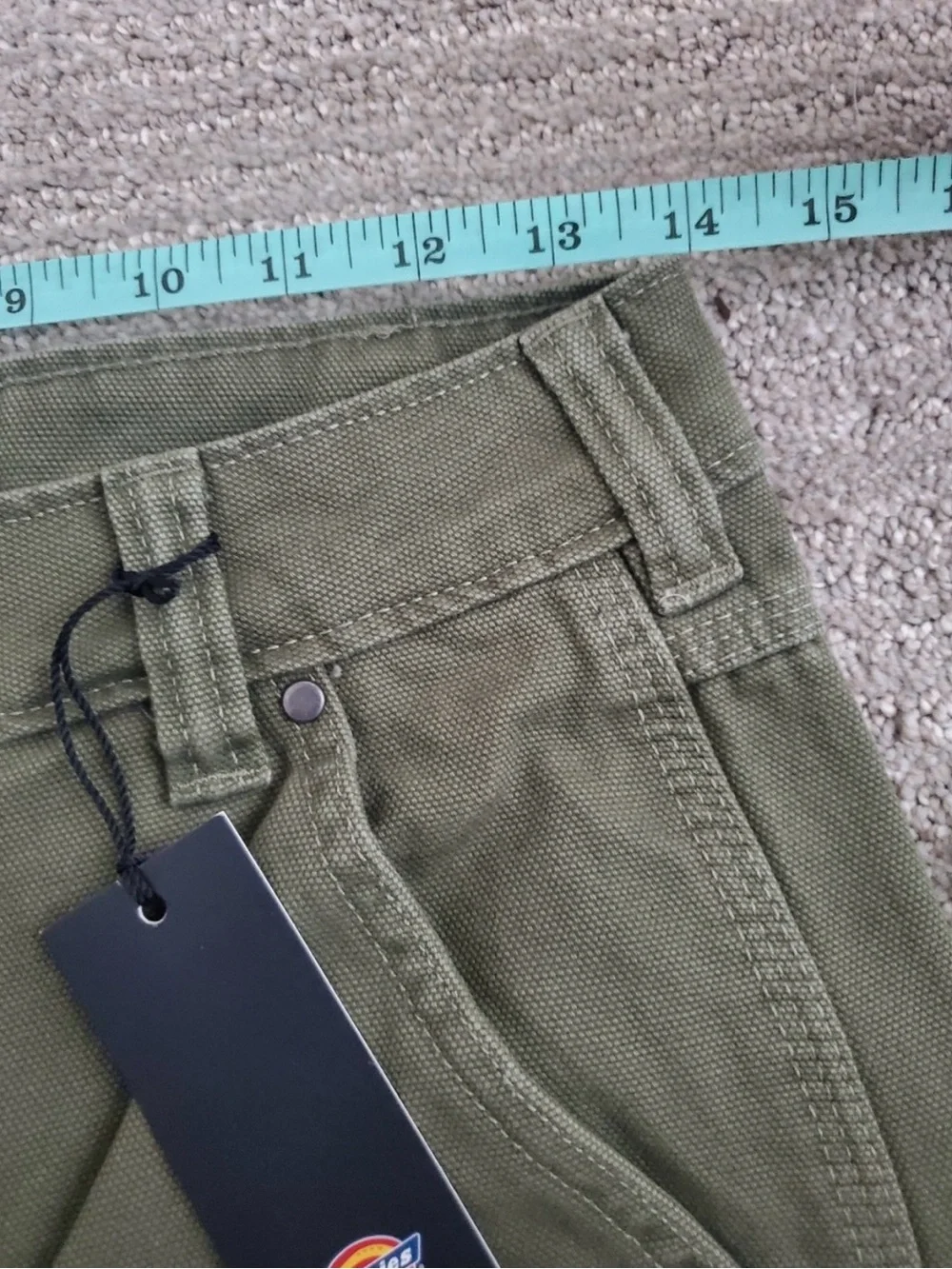 Dickies Olive Green Mid Rise Double Knee Canvas Carpenter Pants - Picture 8 of 8